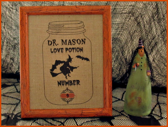  burlap mason jar halloween frame