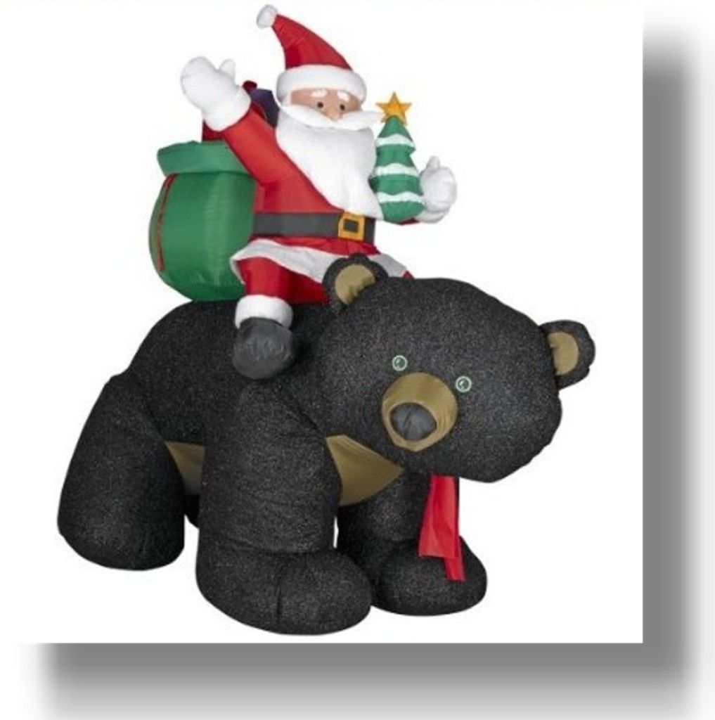 Gemmy Airblown Blow up Forest Father christmas Using on the Dark Bear