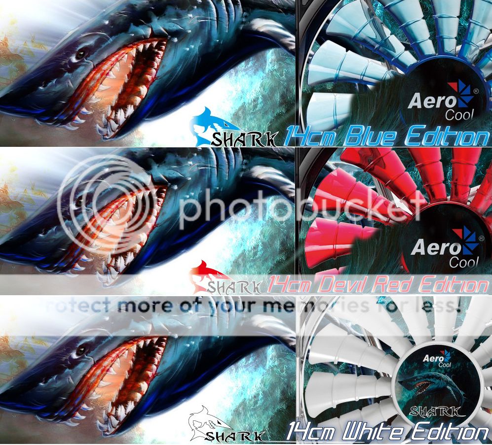 Aerocool Shark White Blue Devil Red Edition 14cm LED Case Fan 140mm 