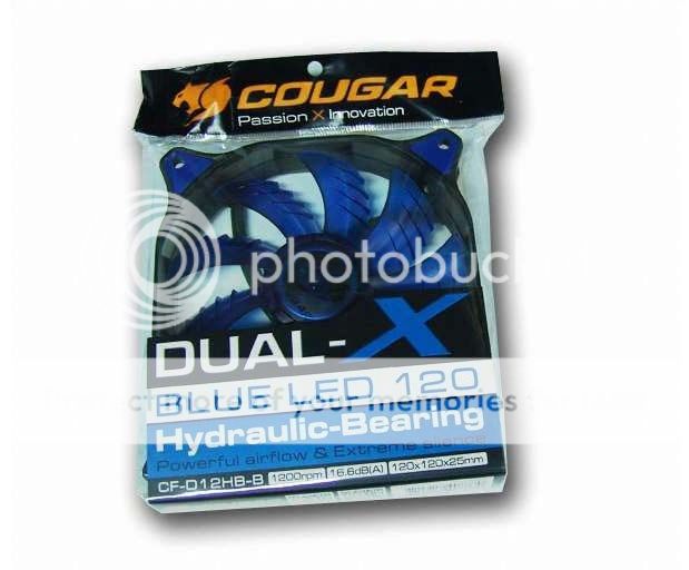 Cougar Dual x Blue LED 120mm Case Fan Power Airflow Extreme Silence Cooler