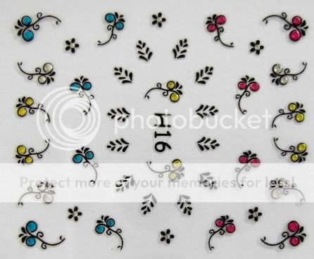 3D Nail Art Sticker Flower Leaf Color Rhinestones H16 006  